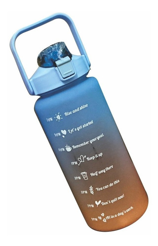 Botella Motivacional Capacidad 2 Litros Color Azul Y Naranja