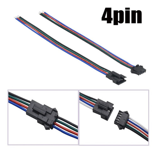 Imagem 6 de 6 de 50 Pares Conector Engate Rápido 4 Pinos 4 Fios Macho E Femea