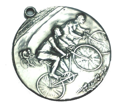 Antigua Medalla Bañada En Plata Depose Ciclismo Bicicleta