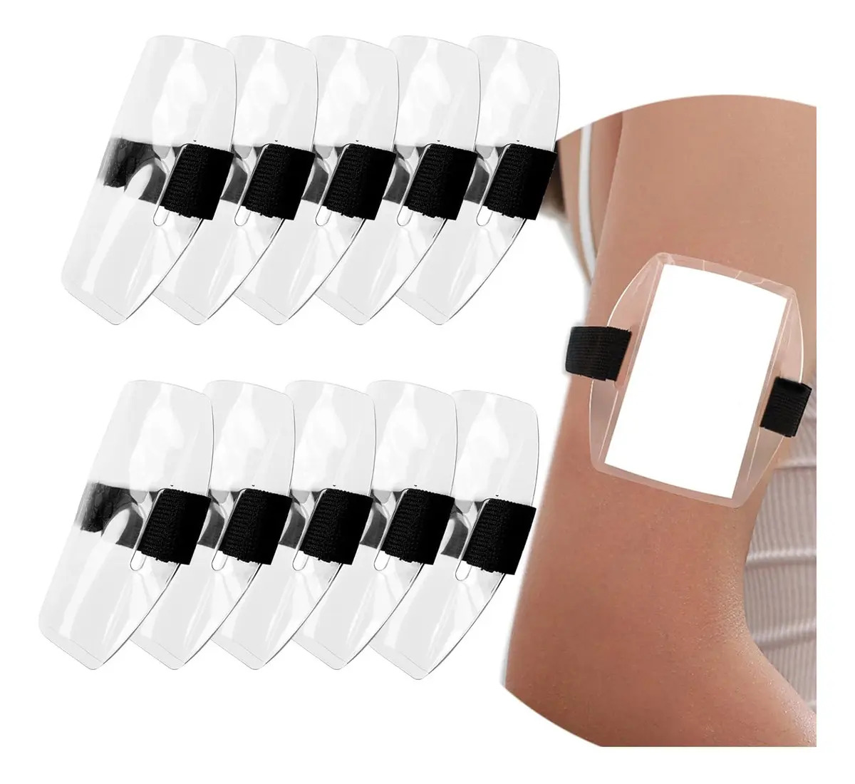 Porta Credencial Para Brazo Con Elástico Ajustable 10 Piezas
