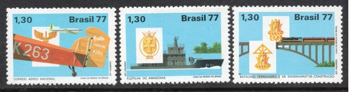 Brasil Serie X 3 Sellos Mint Avión, Barco, Puente Año 1977 
