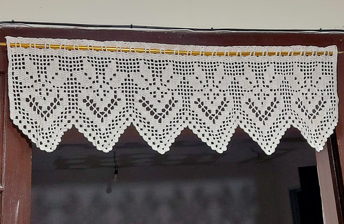 Cortina Bando Cenefa A Crochet Hilo/algodón 121cm X 40cm