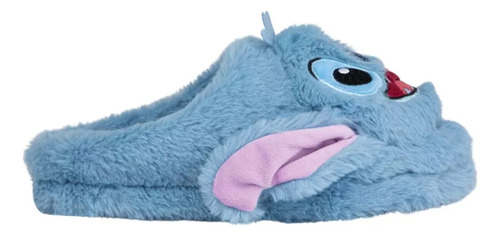Pantuflas Dama Stitch Suaves Peluche Afelpadas Azul Stda