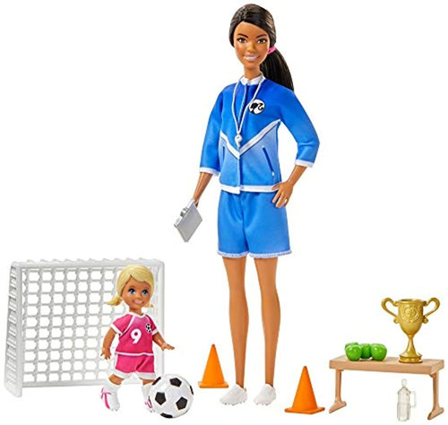 Muñecas Set De Juego De Entrenador De Fútbol Barbie