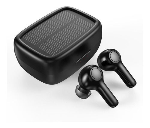 Audifonos Bluetooth Con Estuche De Carga Solar Negro