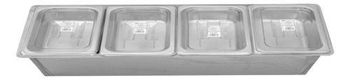 Charola Porta 4 Insertos 1/6 Acero Inox Ensaladera Salsera Color Metálico