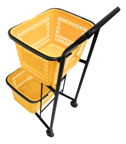 Carrinho De Compras Supermercado Reforçado Duplo Cesto 50 L