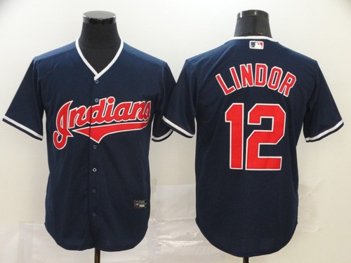 Imagen 1 de 2 de Camiseta Casaca Baseball Mlb Cleveland Indians 12 Lindor