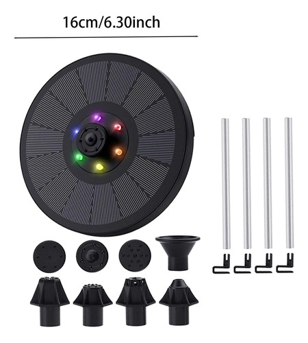 Bomba De Agua Solar De 3w, Luces Led De 7 Colores, Fuente De