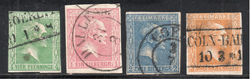 Prusia (alemania) 4 Sellos Usados Rey Frederick Iv Año 1858 