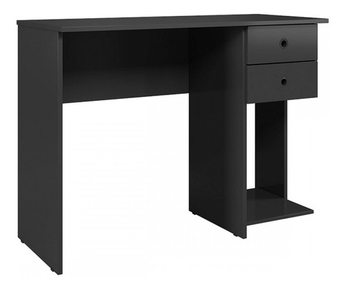 Mesa Para Escritório 2 Gavetas 1 Prateleira Preto Fosco