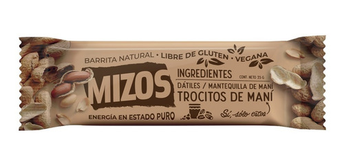 18 Unidades Barrita Natural Mizos Maní Libre De Glutén Vegan