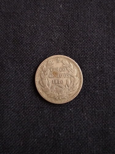 Moneda Chile Plata 1910 5 Centavos. J