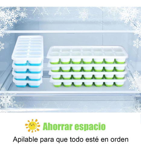 4 Pzs Bandejas Para Cubitos De Hielo,14 Cavidades Ice Cube