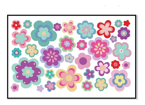 Imagen 4 de 5 de Vinilos Decorativos Infantil Flores Colores Niñas