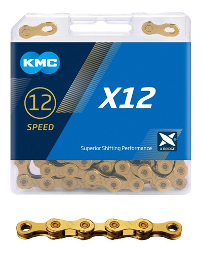 Cadena Bicicleta Kmc X12 Gold 126 Links Titanio / Monoplato 12 velocidades