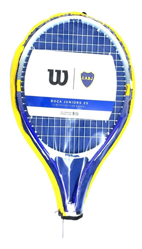 Imagen 2 de 7 de Raqueta Tenis Wilson Boca Jrs 25 Junior Niño Encordada Funda