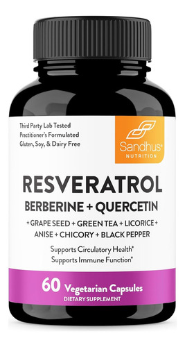 Sandhus Resveratrol Con Berberina Y Quercentin 60 Caps Sabor Sin Sabor