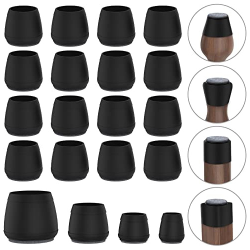 17 Pcs Tapas Mejoradas Patas De Silla Negro, Protectore...