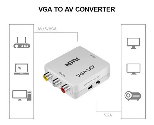 Convertidor Adaptador De Vga A Av Rca Con Cable De Poder Usb