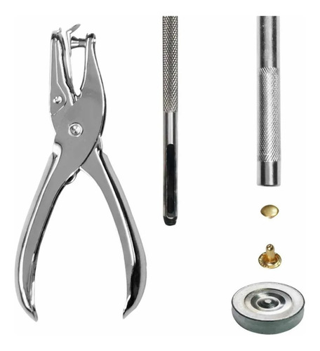 Kit Con Remaches 6/8/12mm + Colocador A Golpe. Marroquinería Metálico