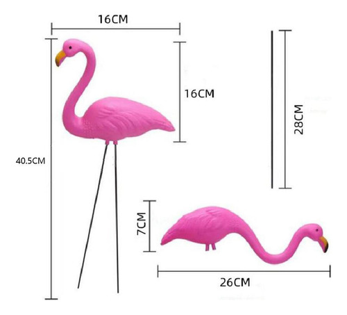 2 Flamingo Garden Stake Estatua Mirar Hacia Arriba 40,5x16cm