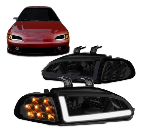 Farolas Honda Civic 1992 1995 Led Cromo Smoke