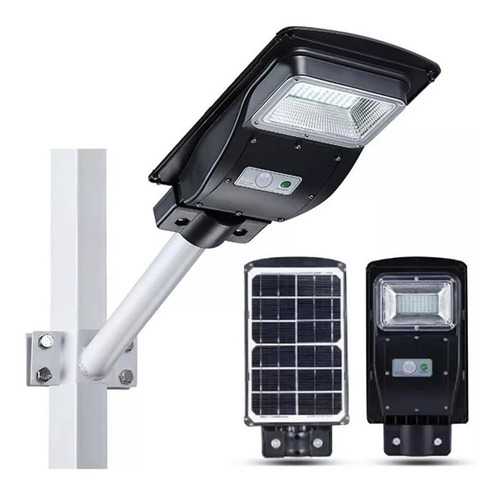 Foco Solar Led Calle 30w Exterior Sensor Ctrol Soporte