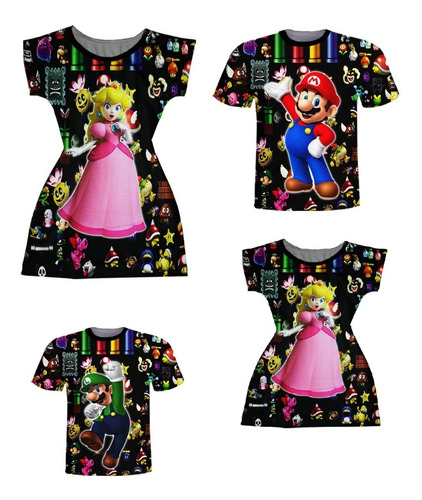 Blusa Pai E Filho +  Vestido Mãe E Filha - Mario Family