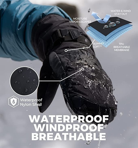 Imagen 3 de 5 de Guantes Manoplas Nieve Y Esquí De Invierno Con Muñequeras
