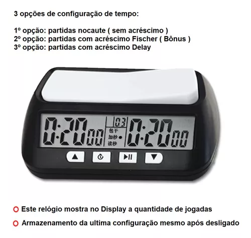 Relógio de Xadrez Digital, Relógio de Cronômetro Compacto com Temporizador  de Competição - Marrom no Shoptime