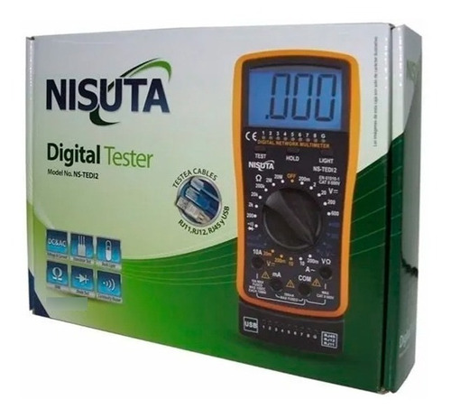 Imagen 4 de 5 de Multímetro Tester Digital Display Luz Testea Cable Red Rj45