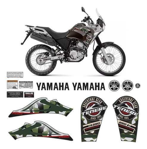 Adesivo Tenere 250 2018/2019 Vermelho Moto Yamaha + Emblemas