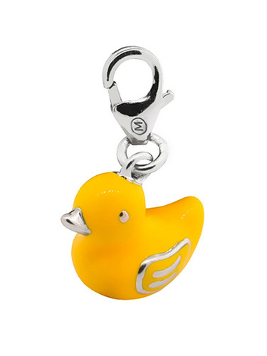 Dije Monona Patito De Hule Macizo Esmaltado De Plata 925