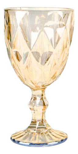 Jogo C/6 Taças Jantar Diamante Vidro Champagne Festa Glass Vinho Cristal 300ml Casa Laura Enxovais Dourado
