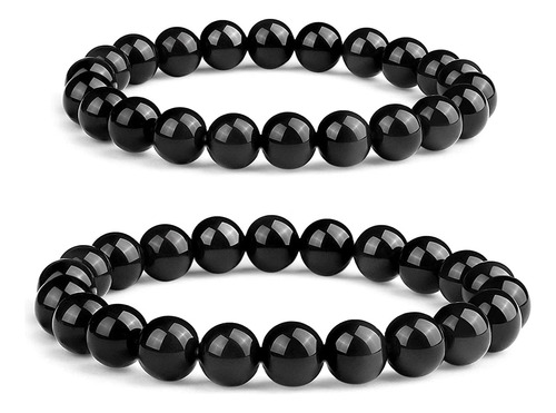 Pulsera De Turmalina Negra 2 Pcs