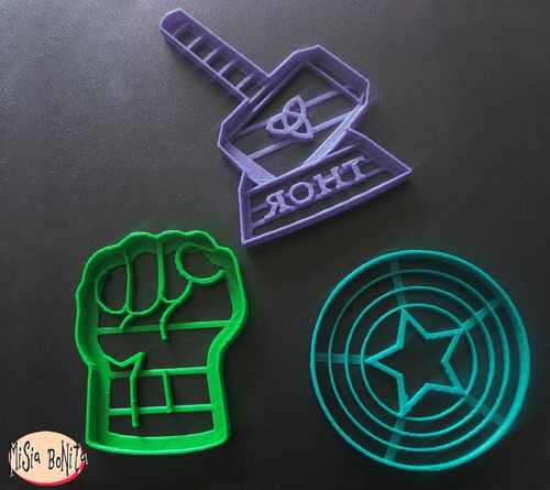 Super Heroes X3 - Cortantes Galletas Thor Hulk C America Mas