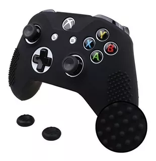 Pandaren® cubierta de silicona Fundas protectores antideslizante Solamente para Xbox One S negro rojo + Thumb grips x 2 Xbox One X Mando x 1 