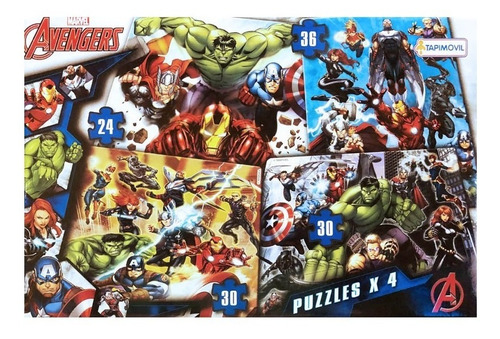 Averngers Marvel 4 Puzzles Progresivos 24 30 30 Y 36 Piezas