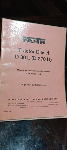  Catalogo Antiguo Tractor Fahr Diesel D30 Y 270h