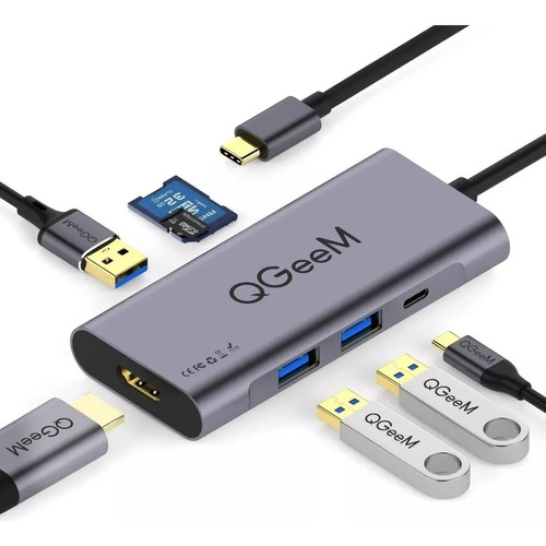 Hub Qgeem  Usb C 7 Em 1  Hdmi 4k Usb 3.0 Sd/tf Card Macbook