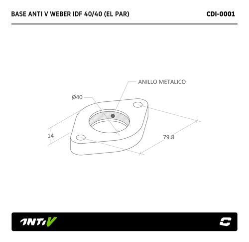 Imagen 2 de 4 de Base Carburador Weber Idf Fajs 40 40 Collino Anti V