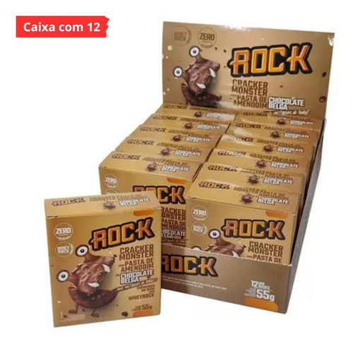 Cracker Rock Caixa 12x Sabor Chocolate Belga/ 0 Açúcar/ 55g 