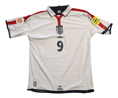 Jersey Inglaterra 2003 Umbro Firmada #9 Wayne Rooney 