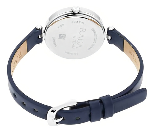 Reloj De Cuero Para Mujeres Con Dial De Plata Y Analógico De Titan, Color Azul