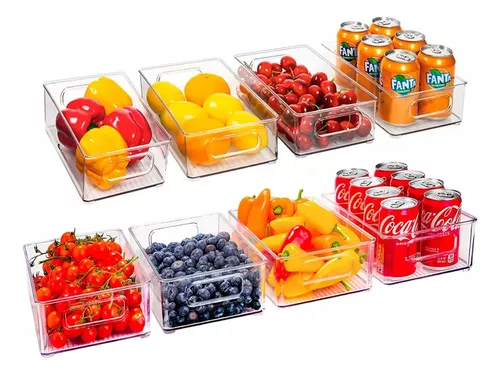 Mogtuo Paquete de 12 contenedores organizadores transparentes para  refrigerador con tapas, organizadores apilables para refrigerador y  almacenamiento