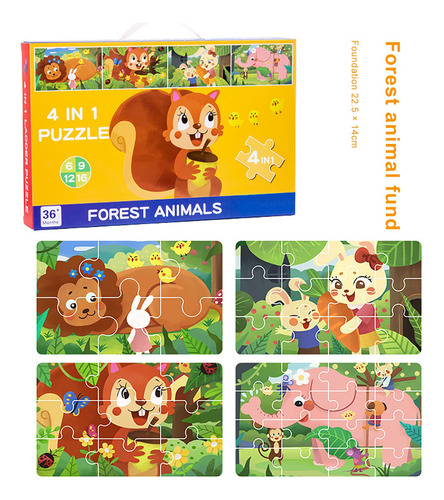 Juguetes De Rompecabezas Para Niños, 4 En 1, S Animals World