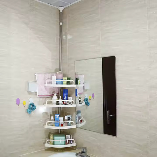 Estante Esquinero Baño Inoxidable Organizado- Sin Taladro Blanco