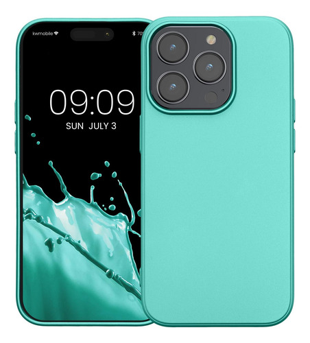 Kwmobile Funda Compatible Con Iphone 14 Pro Funda De Tpu Y Turquesa Metálico.