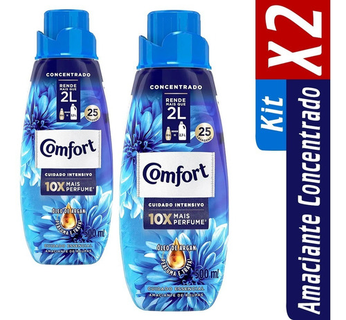 Kit Com 2 Amaciantes Comfort Intense Cuidado Essencial 500ml